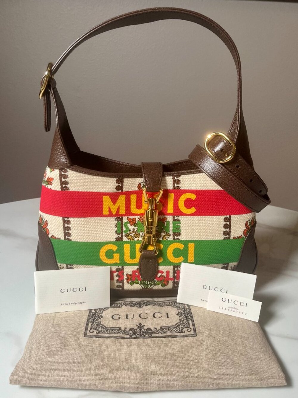 Gucci Jackie 1961 Small Music Is Mine Shoulder Crossbody Bag PRISTINE + Dust Bag